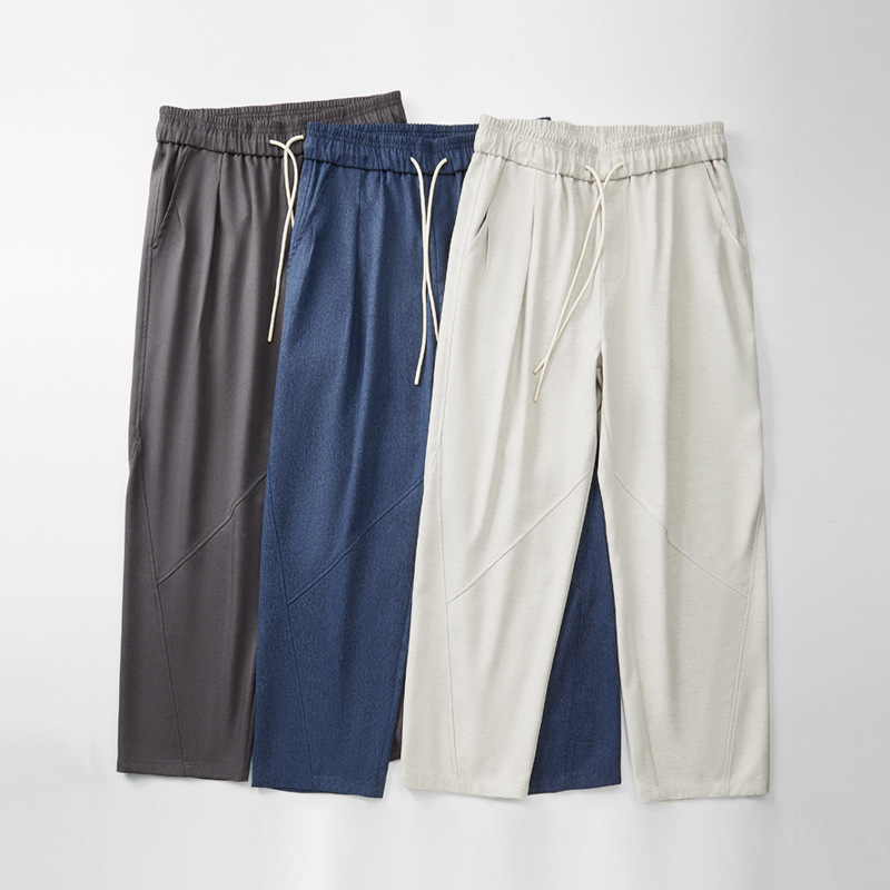 Loose-Fitting High-End Linen Straight-Leg Casual Pants for Men, 390g Heavyweight Japanese Style, New Autumn Collection