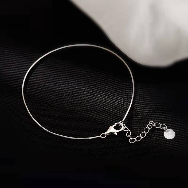 Xiaoyinjia s925 silver simple bracelet women's exquisite snake bone single chain simple design Korean style jewelry