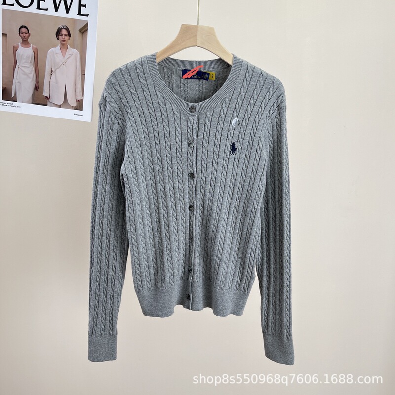 Ma Biao Ralph Lauren Women's Small Twist Knitted Cardigan Slim-Fit Classic Polo Top-Level Multiplex K-Mark Sweep