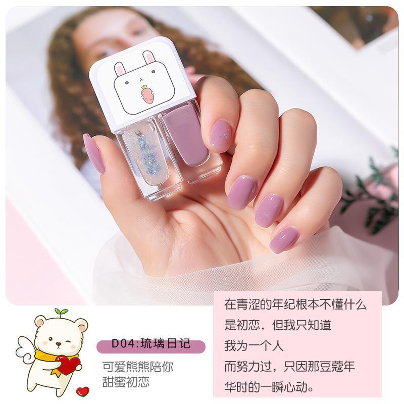 Géminis a base de agua esmalte de uñas hornear-libre de larga duración de secado rápido tearable desnudo transparente inodoro esmalte de uñas al por mayor