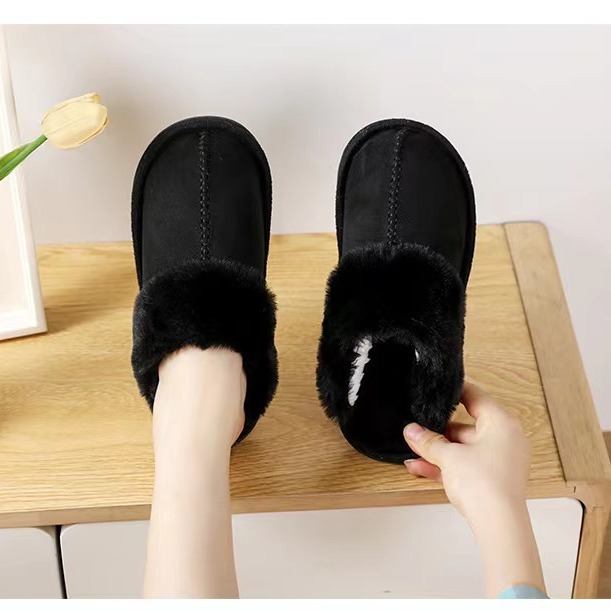 Invierno nuevo cómodo hogar zapatos pareja felpa escote interior bolsa caliente antideslizante soporte invierno zapatos de algodón entrega de una sola pieza
