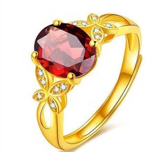 和田玉玛瑙宝石独立包装圆珠女式可调节镶嵌叠戴红色黄铜蝴蝶戒指