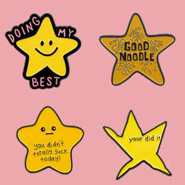 星星卡通语录胸针别针服装包包配饰合金徽章跨境外贸批发现货