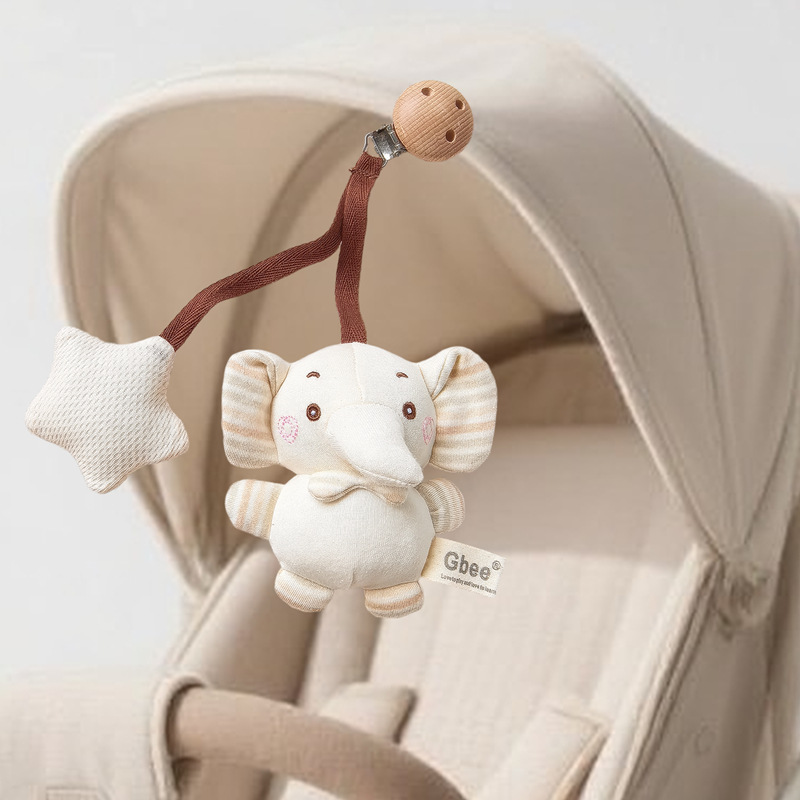 Gbee campana de cascabeles de algodón orgánico viento de madera recién nacido color algodón relajante torno colgante luna pequeña fábrica de juguetes para bebés