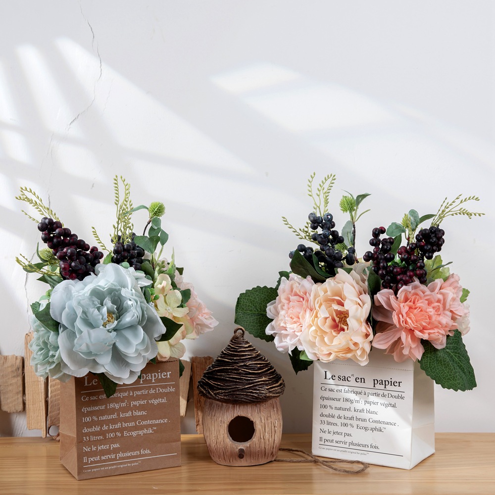 家庭裝飾大麗花束廠家手捧花仿真花婚慶路引植物牆假花DY1-2009