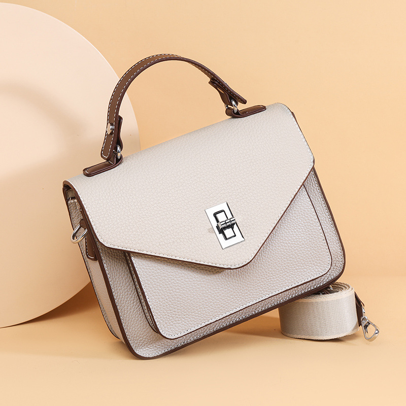 Top Grain Cowhide Leather Handbag For Women, 2025 Summer New Commuter Bag, Genuine Leather French Crossbody Small Square Bag