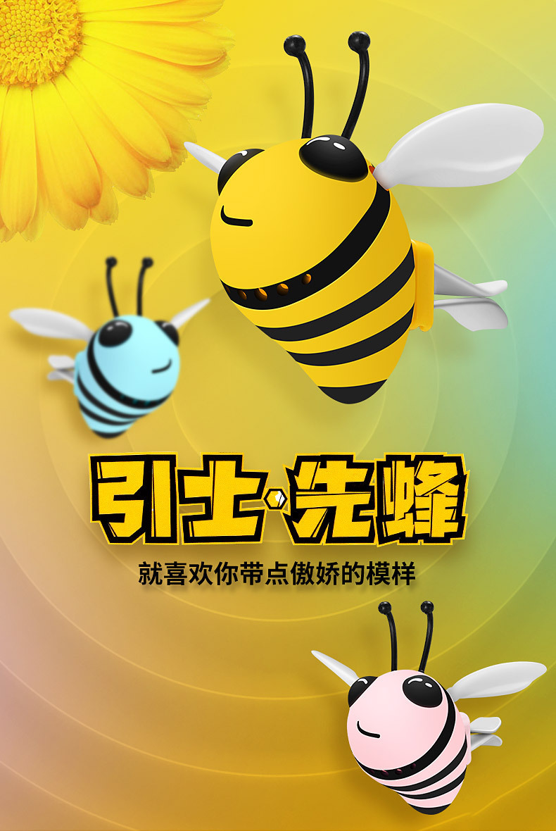 Car Cartoon Perfume Little Bee Fragrance Light Scent Air Vent Perfume Car Air Conditioning Aroma Diffuser Decoration