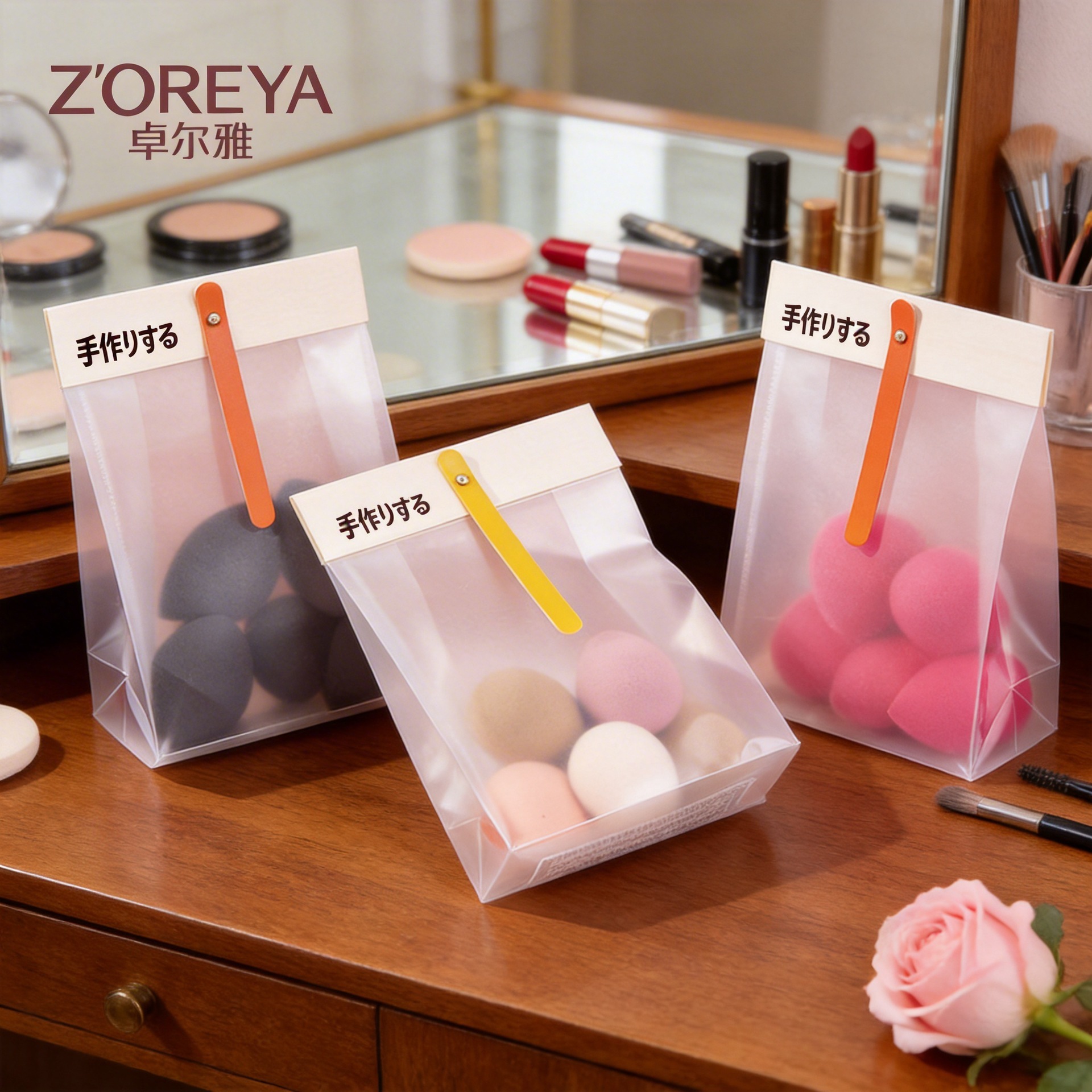 Zhuolya nuevo maquillaje huevo esponja puff belleza herramienta bolsa color sólido maquillaje huevo venta al por mayor traje de huevo de belleza