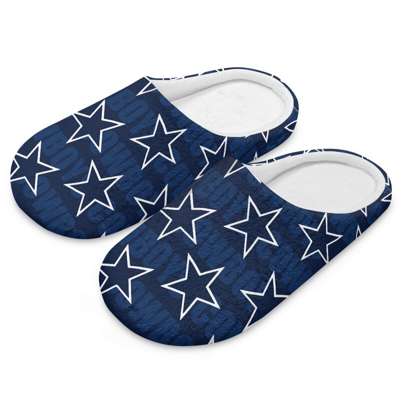 New European and American winter cotton slippers with NFL Dallas Cowboys print, flannel couple slippers, POD cross-border customization