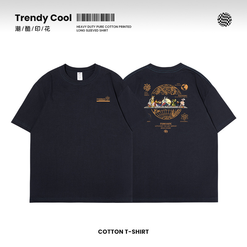 Trendy Brand Design Sense Bugs Bunny Printed Short-sleeved T-shirt Men's Summer Japanese New Pure Cotton Loose Round Neck T-shirt Women's Trendy Brand Design Sense Bugs Bunny Printed Short-sleeved T-shirt Men's Summer Japanese New Pure Cotton Loose Round Neck T-shirt Women's