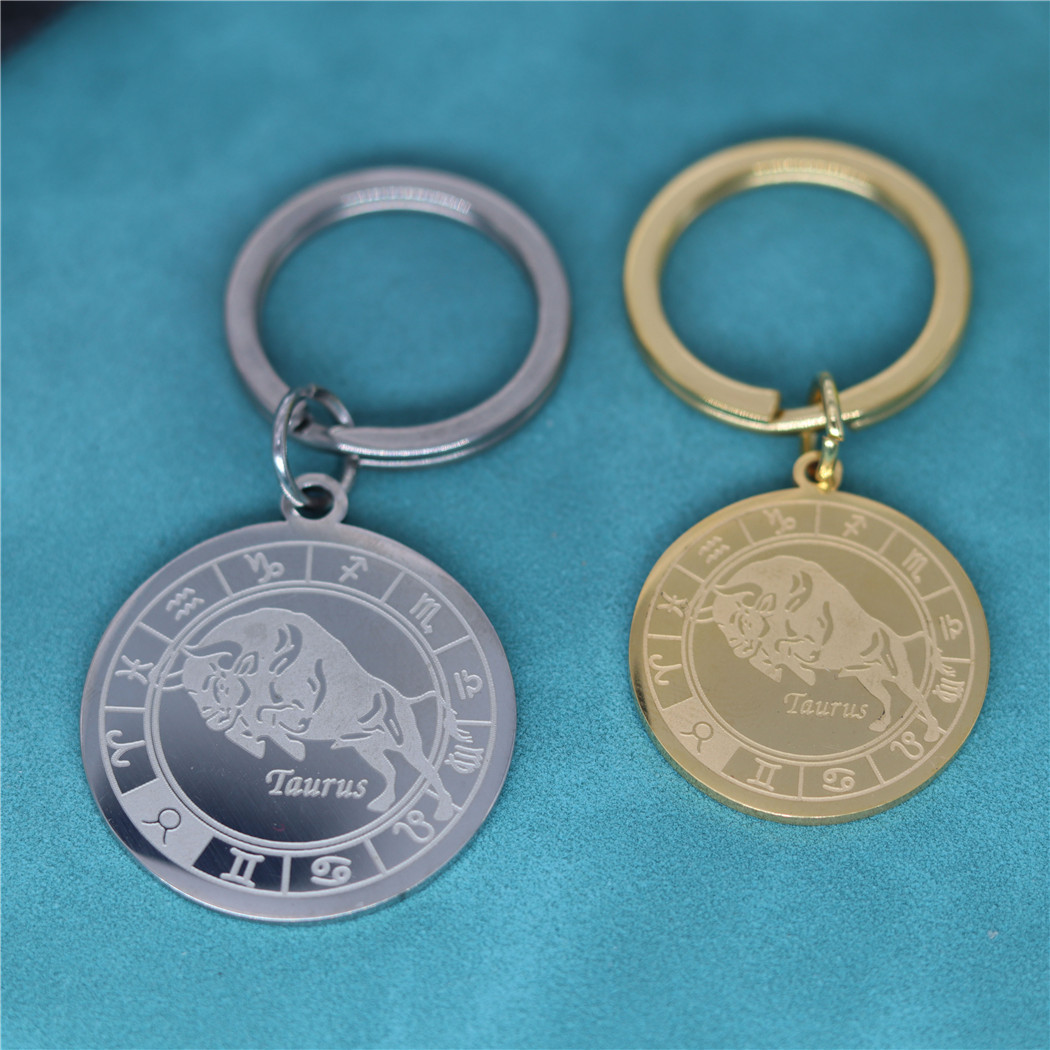 Fashion New Twelve Zodiac Signs Charming Taurus Pendant Keychain