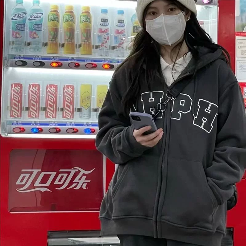 В этом году популярная куртка женская осень oversize свободная студентка vibe ветер кардиган зимний свитер с пухом и утолщением