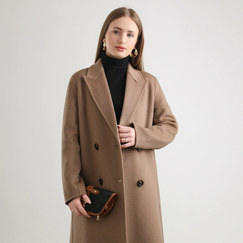 Двустороннее шерстяное пальто демисезонное oversize с поясом, утолщённое; цвета хаки/чёрный/рисовый/камел/овсяный, размеры S/M/L — бренд 姝鑫