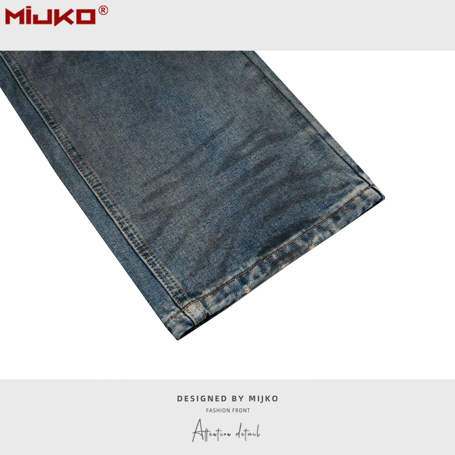 Mijko мужские женщины стирка стирка стирки старый дед Pants мужской тот же бастард высокий стиль улицы грызть синие джинсы