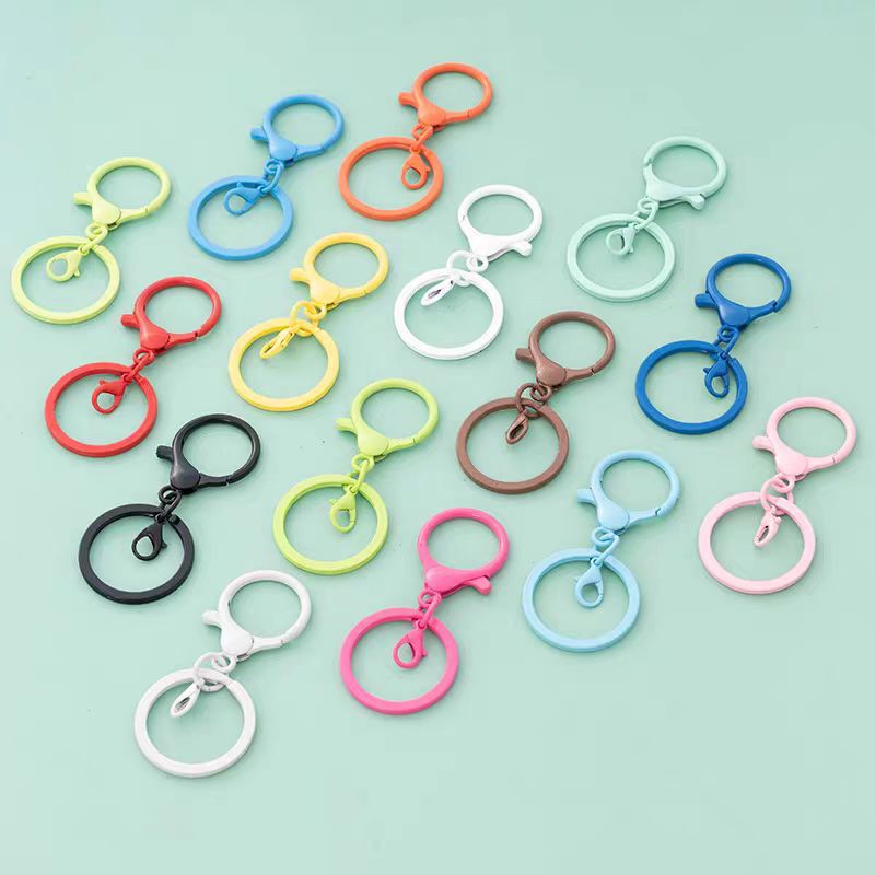 Colorful Zinc Alloy Painted Figure-Eight Flat Ring Lobster Clasp Three-Piece Set Keychain Accessories DIY Handmade Pendant