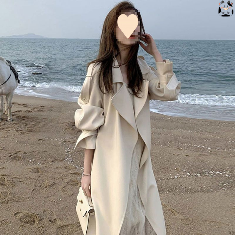 2026 New Style Windbreaker Jacket for Women, Spring & Fall High-End Elegant Draped Outwear, Mid-Length Korean Style Trendy Top