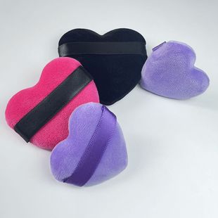 Cross-Border Heart-Shaped Air Cushion Makeup Sponge Set Large Super Soft Dry Powder Loose Powder Makeup Black Velvet Heart Puff