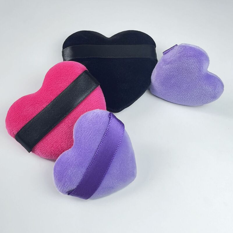 Cross-Border Heart-Shaped Air Cushion Makeup Sponge Set Large Super Soft Dry Powder Loose Powder Makeup Black Velvet Heart Puff