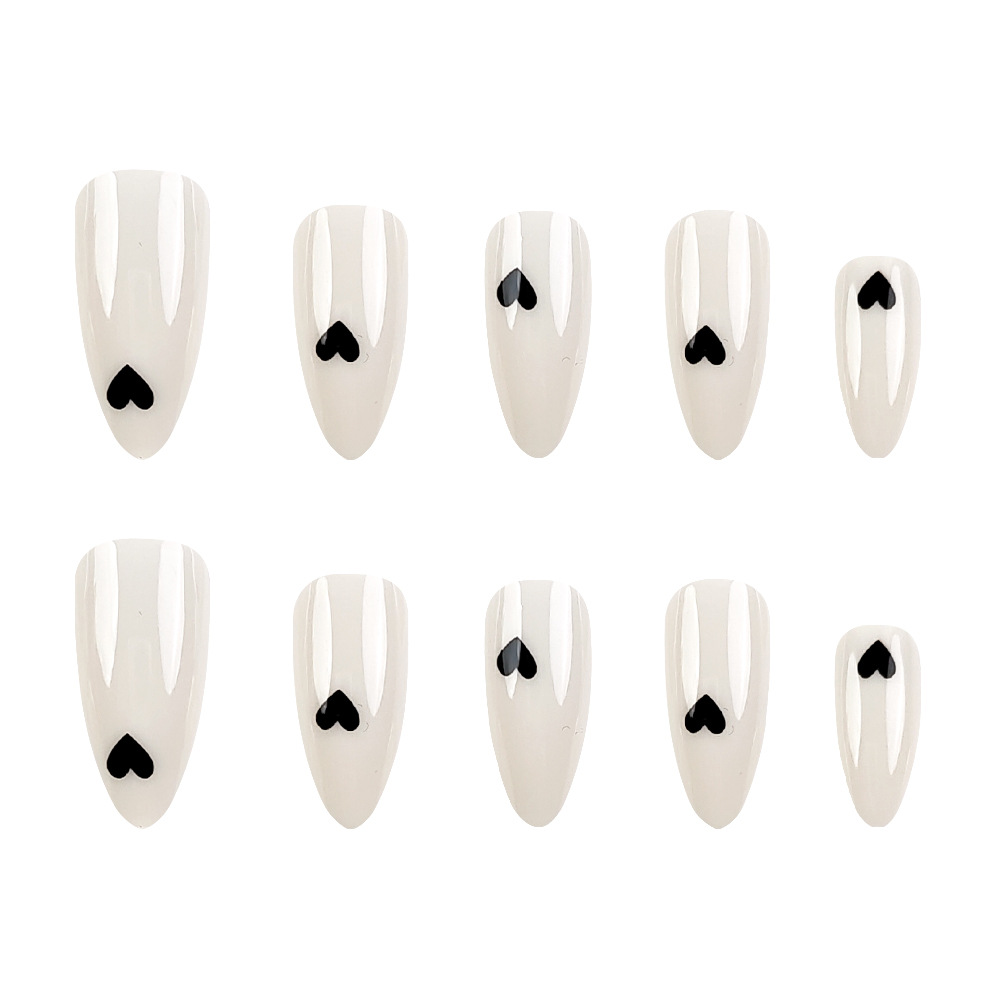 Ventas transfronterizas en caliente desnudas blancas de amor, uñas claras blanqueadoras de almendras 24 piezas de uñas falsas desmontables image 5