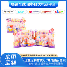 工厂设计萌宠生日吹气蜡烛电子贺卡可爱猫咪狗狗弹出式立体音乐卡