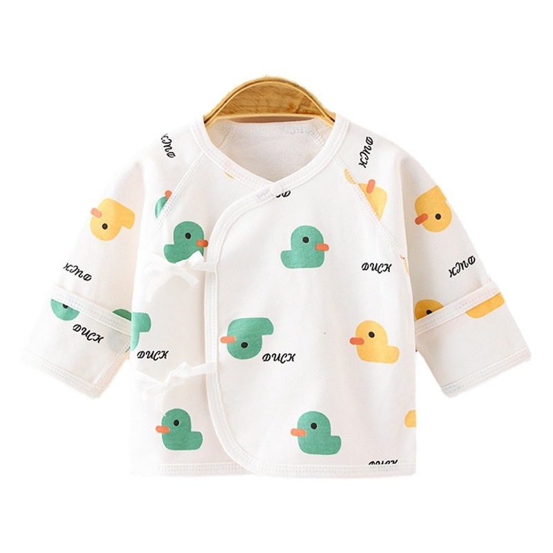 Spring and Autumn Newborn Half-Back Lace-Up Newborn Monk Clothing Cotton Baby Clothes Boneless Dig-Back Single Top