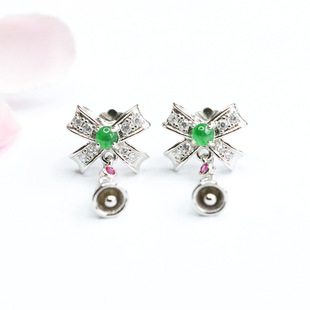 Xinyu S925 silver inlaid natural jadeite ear hook Ice King earring factory live on behalf of FC2051111