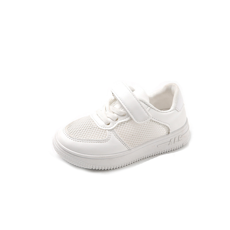 Zapatos blancos para niños Zapatillas de malla transpirable para niñas 2023 nueva primavera y otoño para niños Zapatillas de deporte de fondo suave Zapatos de malla casual