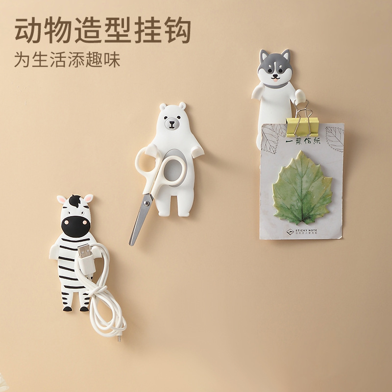 Creative Cute Punch-free Adhesive Hook Door Rear Key Bathroom Toilet Kitchen Paste Strong Cartoon Animal Hook Hook