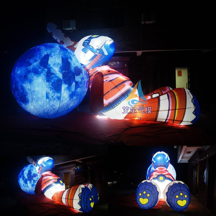 户外充气卡通机甲兔子模型气模景区机甲卡通活动布置大型美陈装饰