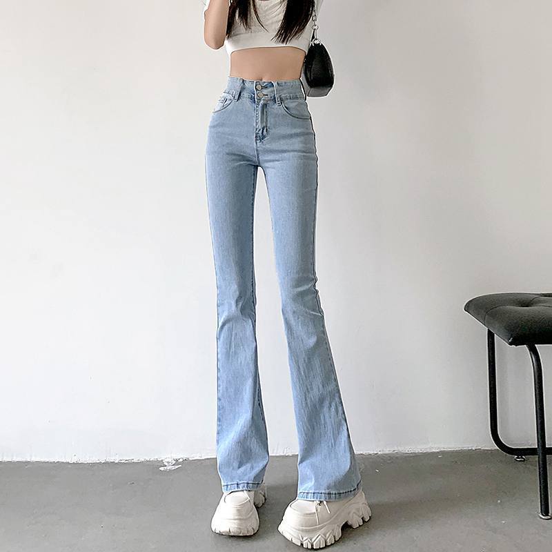 Micro-flare Jeans Women's Autumn Korean Style Design Sense Niche High Waist Slimming Horseshoe Pants Small High Street ins Trendy