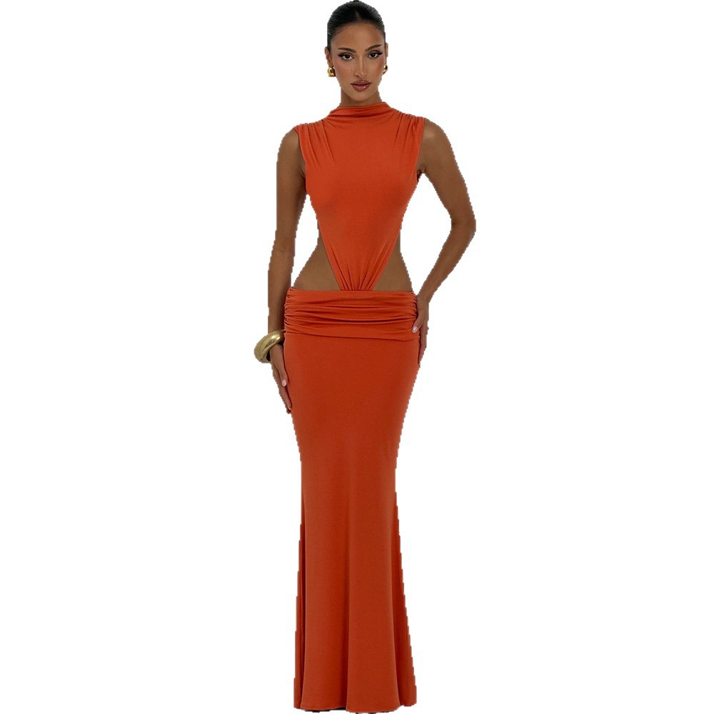 Europa y Estados Unidos 2026 verano nuevo estilo de moda sin mangas diseño de cintura abierta sexy mochila vestido de cadera mujer image 5