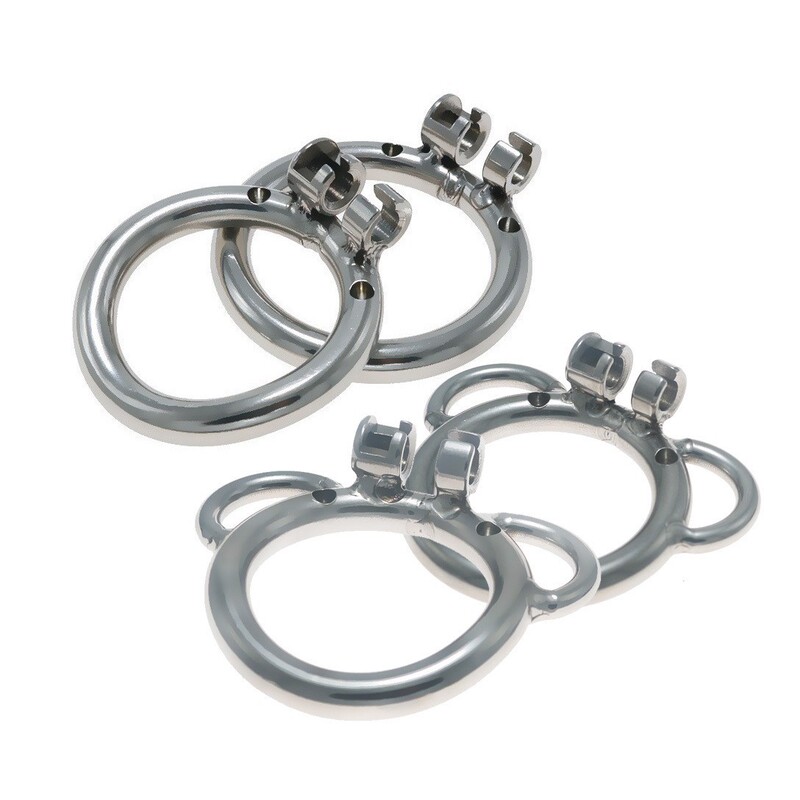 The Fun Stainless Steel Chastity Lock Comes with Two Types of Snap Rings, Flat and Oval, and Can Be Matched with a Variety of Sm Sex Toys