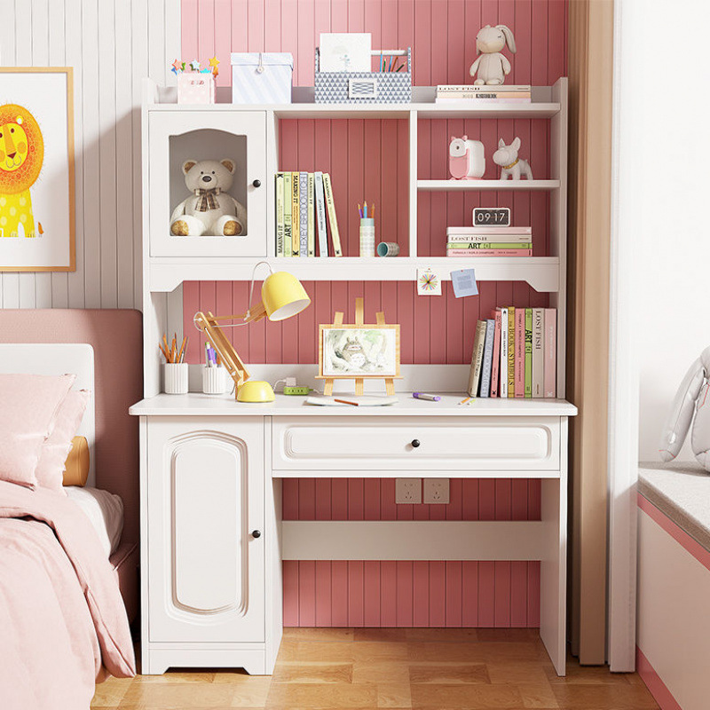Children's Study Desk for Home Use, High Aesthetic Value Desk and Bookshelf Combo for Girls' Room, Trendy Writing Desk Children's Study Desk for Home Use, High Aesthetic Value Desk and Bookshelf Combo for Girls' Room, Trendy Writing Desk