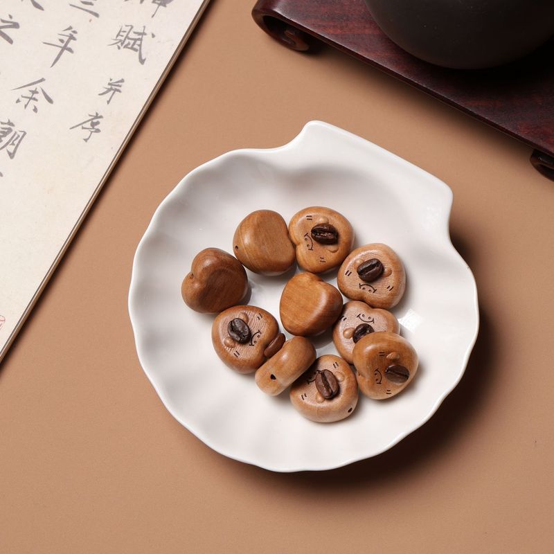 桃木雕刻小熊爱心表情咖啡豆鼻子文玩配饰配件手串文玩百搭配饰文|undefined