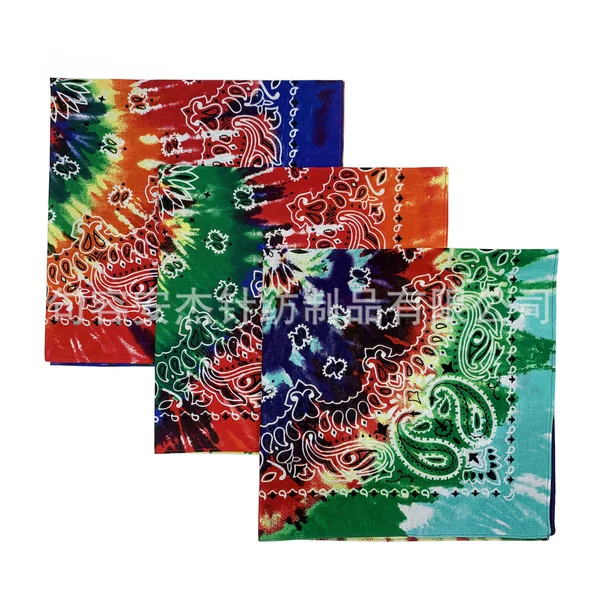 Cotton 28g tie-dyed amoeba cashew flower square Bandana hip-hop hip-hop headscarf spot