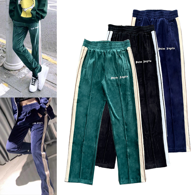 Palm Palm Angel Angels Velvet Pants Side Stripe Zipper Loose Straight Casual Sports Trousers for Men and Women