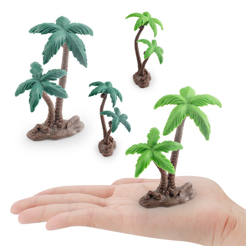Modelo de árbol de simulación transfronteriza planta cognitiva para niños decoración de árbol de coco decoración de escritorio árbol pequeño escena de mesa de arena juguete