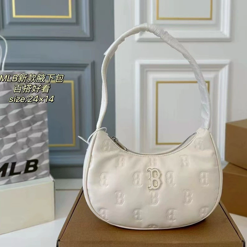 Сумка через плечо через плечо (MLB) 25×6×18 см, повседневная свободная кроссбоди, черно-белая