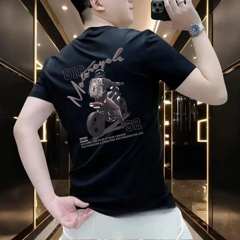 Pure cotton, high-end, trendy, plus-size, short-sleeved t-shirt, fashionable 2026 summer new style, half-sleeve, round neck.