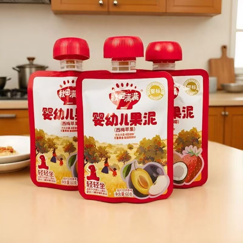 Akita Manman Infant Fruit Puree 60g Multi-Flavor Fruit Puree Nutritious Baby Fruit Puree