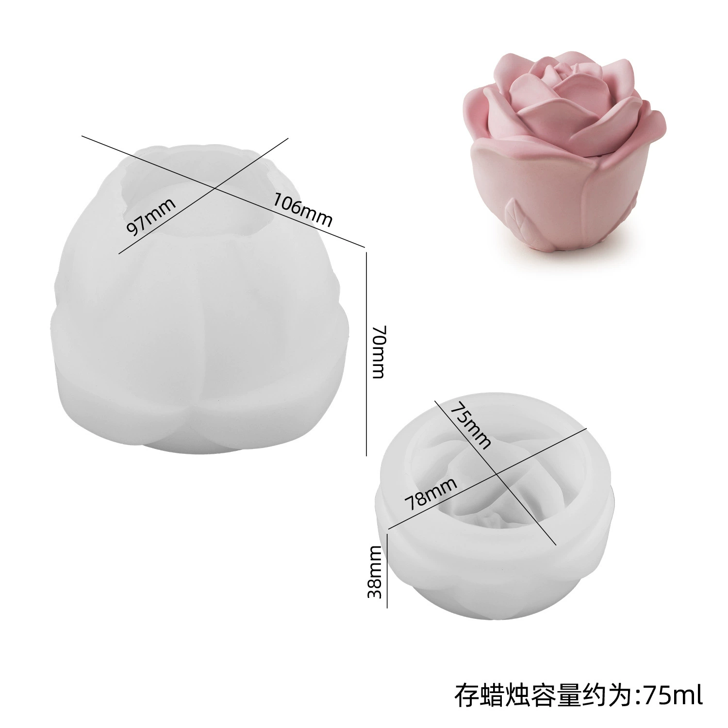 Aromatherapy, candle contains rose, storage system, silicone mold, DIY, mirror effect