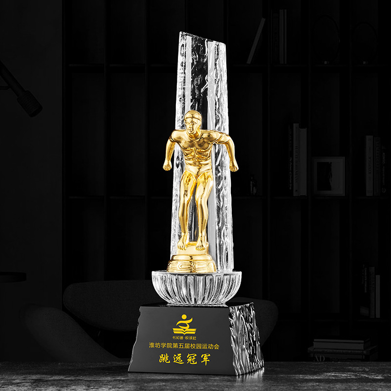 Trofeos de cristal creativos de alto nivel maratón de fútbol y baloncesto medallas de competición trofeos de metal al por mayor
