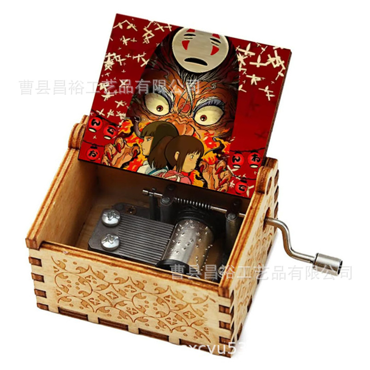 木製の手作りオルゴール創意カラープリント千と千尋のオルゴール木製の手を振ってオルゴールクロスボーダー専用です。