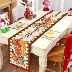 2025 クリスマスジンジャーブレッドマンテーブルフラグクリスマス雰囲気クリスマステーブルフラグホリデーパーティーテーブル装飾テーブルクロスクロスボーダー