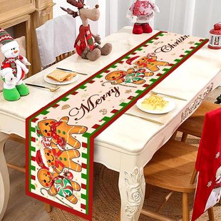 2025 Christmas Gingerbread Man Table Flag Christmas Atmosphere Christmas Table Flag Holiday Party Table Decoration Tablecloth Cross-Border