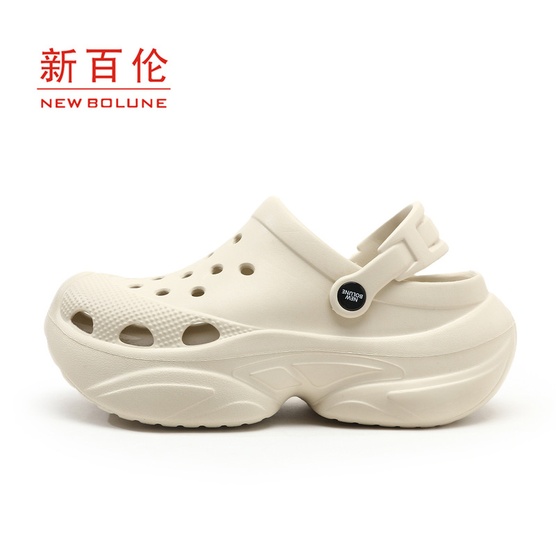 New Balance Cloud Puff Croc Shoes Summer Slim Women's Baotou Thick Sole Heightening Women's Shoes Couples Students Anti-Slip