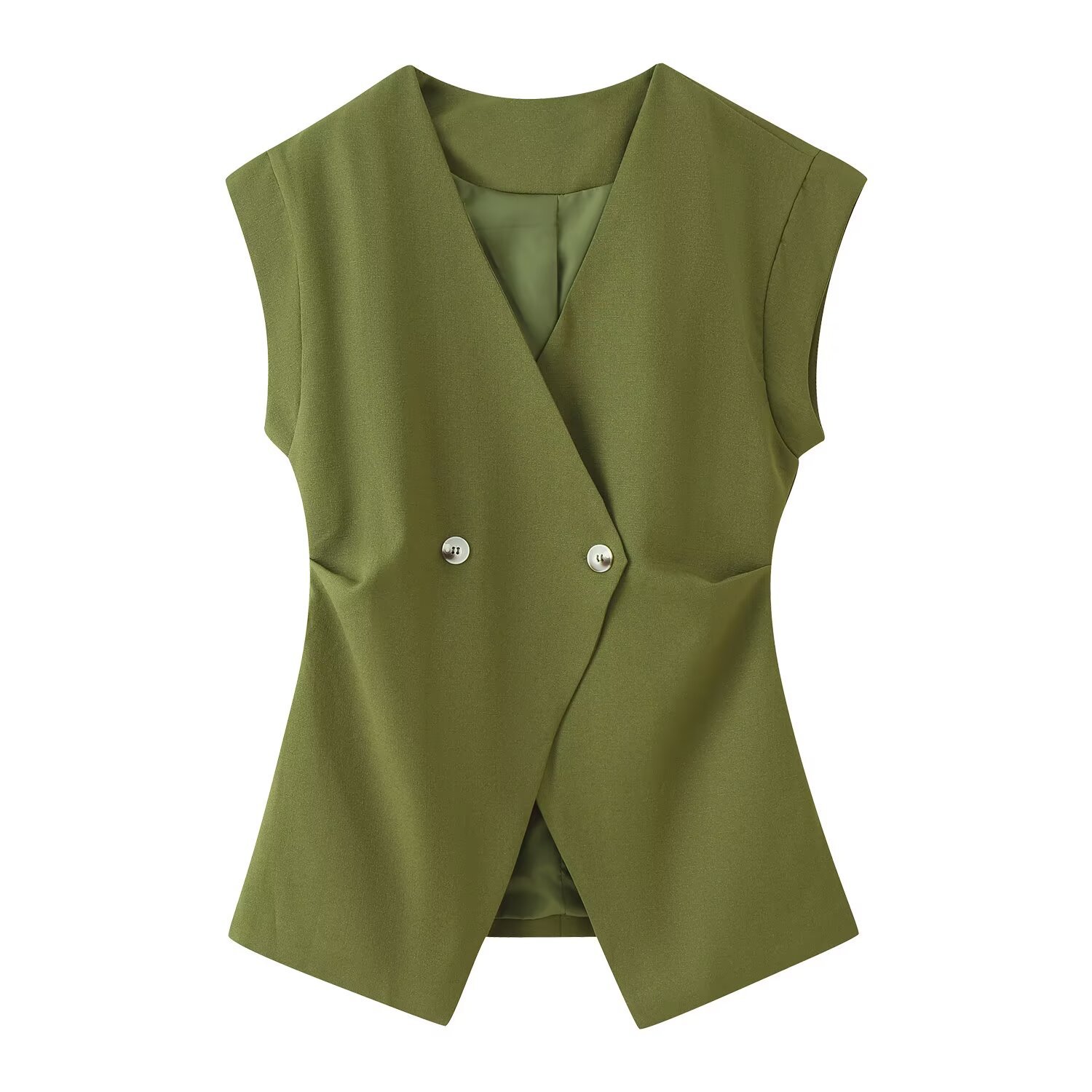 ZA comercio exterior al por mayor estilo europeo y americano francés moda de mujer temperamento casual simple V-cuello sin mangas chaleco superior image 5