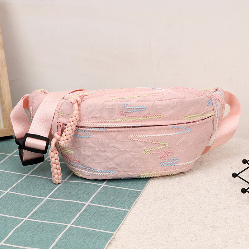 Moda mecha de invierno 2024 nuevo estilo de moda artística viaje bolso de hombro bolso de cinturón a rayas de color