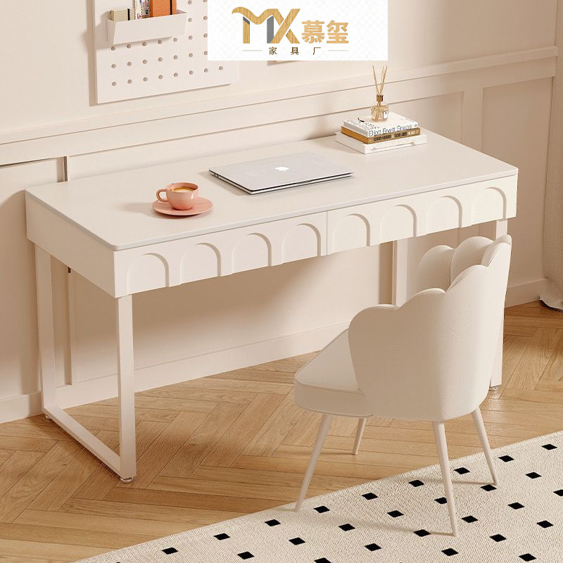 Cream-Colored Slate Desk for Students, French-Style Table with Drawers for Home Use, Bedroom Desk for Girls, Study Writing Desk, Computer Desk Cream-Colored Slate Desk for Students, French-Style Table with Drawers for Home Use, Bedroom Desk for Girls, Study Writing Desk, Computer Desk