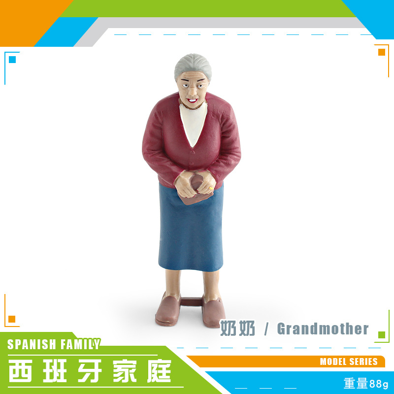 Simulación familia española figura modelo abuelo abuela Mamá y Papá niños y niñas mesa de arena muñeca decoración juguete